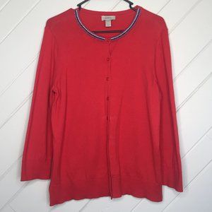 Ann Taylor LOFT Beaded Red Cardigan Large